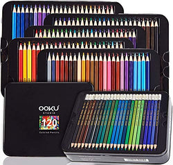 OOKU Premium 120 Colored Pencils | Oil Based & Soft Core & High Pigments | Artist Colored Pencils Set for Drawing, Shading | Sharpened Coloring Pencils for Adults Coloring Book w/Tin Box