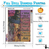 Halloween Diamond Painting Kits for Adults - Witch Diamond Art Kits for Adults Beginners, DIY Full Drill Diamond Dots Paintings with Diamonds 5D Crystal Gem Art and Crafts for Adults Home Wall Decor