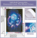 5D DIY Diamond Painting Kit for Adults, Full Diamond Art Craft Wall Decor Gift Crystal Canvas Pictures Home for Living Room for Kids Diamond Dots Rose Flower Blue Painting with Diamond 12x16inch