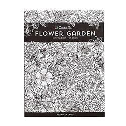 American Crafts 375319 Flower Garden Creative Zen Coloring Book Flower Garden