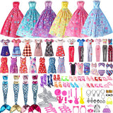 107 Pieces Doll Clothes and Accessories 9 Wedding Gowns 9 Fashion Dresses 4 Mermaid Dresses 4 Slip Dresses 3 Tops Pants 3 Bikini Swimsuits 25 Shoes 10 Hangers and 40 Accessories for 11.5 inch Doll