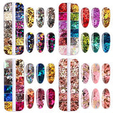AddFavor 4 Boxes Nail Glitter Sequins Kit Mixed Shape Holographic Butterfly Flower Round Heart Nail Art Flakes for Women Girls Body/Face/Hair/Acrylic Nails Decoration Designs Accessories