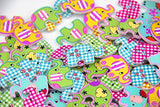 Pack of 50PCS Elephant Buttons Colorful of Various Plain Round DIY 2 Holes Wooden Buttons for
