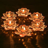 Slymeay 5 Inches Crystal Glass Lotus Candle Holders Creative Decoration for Home Decoration