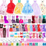 Doll Clothes and Accessories, 48Pcs Fashion Design Set for 11.5 inch Doll, 10 Mini Dresses, 3 Party Gowns, 4 Stylish Dresses, 3 Tops & 3 Pants, 2 Bikini Swimsuits, 26 Accessories