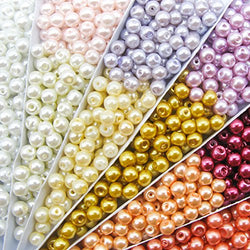 TOAOB 500pcs 6mm Round Glass Pearl Beads Assorted Colors Loose Beads for Handmade