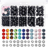 Paxcoo 500pcs Lava Beads Stone Rock with Chakra Beads and Spacer Beads for Essential Oil and