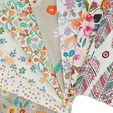 Cartisanat Fat Quarters Fabric Bundles, 8 Pcs (20in x 20in / 50cm x 50cm) Sewing Patterns Quarter Precut Fabrics for Quilting Squares Sheets, Premium Cotton Bundle Patchwork DIY Crafting, Red Floral