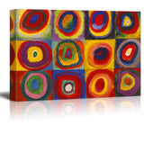 Abstract Canvas Art Squares with Concentric Circles Squares with Concentric Circles by Wassily Kandinsky Giclee Canvas Prints Wrapped Gallery Wall Art | Stretched and Framed Ready to Hang - 24" x 36"