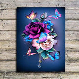 DIY 5D Diamond Painting Kits for Adults Flowers Diamond Art Kids Round Full Drill Diamond Arts Craft for Home Wall Decor Canvas(13.7 x 17.71 in)