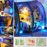 SYW DIY Dollhouse Miniature with Wooden Furniture Kit,Mini Ocean Tunnel Handmade Model kit with LED Lights ,1:24 Scale Creative Doll House Toys for Teens Adult Gift