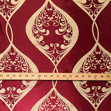 Burgundy Velvet Jacquard Damask Fabric 118'' Wide sold By The Yard for Curtains, Drapery,