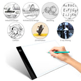 Tracing Light Box Tracer USB Power A4 LED 0.4CM Thin Portable 3-Level Brightness Eye-Protected Pad Board Digital Gifts for Kids Artists,Drawing,Animation,Tattoo with Paper Clip