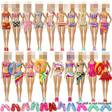 27 Pieces Doll Swimwear Beach Bathing Clothes Kit Including 10 Bikini Swimsuit 2 Leisurewear 2 Swimming Ring 3 Fashion Glasses 5 Pairs Shoes 5 Pairs Slippers for 11 Inch Dolls