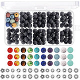 Paxcoo 512pcs Lava Beads Stone Rock with Chakra Beads and Spacer Beads for Essential Oil and