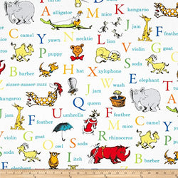 Robert Kaufman Dr. Seuss ABC Alphabet Words Adventure Fabric by The Yard, Adventure