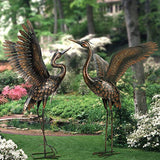 Garden Statue Outdoor Metal Heron Crane Yard Art Sculpture for Lawn Patio Backyard Decoration ,46 inch (2-Pack)