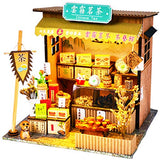 Dollhouse Miniature with Furniture,DIY 3D Wooden Doll House Kit Tea Shop Series Style Plus with Dust Cover and LED,1:24 Scale Creative Room Idea Best Gift for Children Friend Lover BM831 (Yunwu Tea)