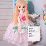1/6 Bjd Doll Sd Doll 26cm 10.2 Inches Simulation Doll Full Set -with Clothes, Wig, Shoes, Birthday Children's Day, A