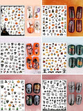 Kalolary Halloween Nail Art Stickers Decals, 1500+ Patterns Pumpkin Bat Ghost Witch Skull Self-Adhesive DIY Nail Sticker Decals for Halloween Party(12 Sheets)