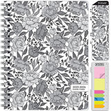 HARDCOVER Academic Year 2023-2024 Planner: (June 2023 Through July 2024) 8.5"x11" Daily Weekly Monthly Planner Yearly Agenda. Bookmark, Pocket Folder and Sticky Note Set (Monochrome Peonies)