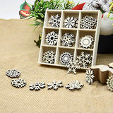 45 PCS Wooden Snowflakes Embellishments，YuQi Laser Cut Kits Slices 45pcs Trees Shapes Nature