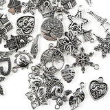 TKOnline 200Pcs Wholesale Bulk Smooth Tibetan Silver Pewter Charms Mixed Pendants DIY for