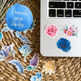 Navy Peony Watercolor Spring Flower Stickers Set (37 Pieces) - Artsy, Waterproof, Durable | Nature-Themed Decals for Laptop, Phone and Scrapbook