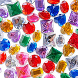 Super Z Outlet 1" Assorted Colorful Adhesive Stick-On Heart Star Round Shaped Jewel Gems for Arts & Crafts, Themed Party Decoration Accessories, Children Activities (100 Pack)