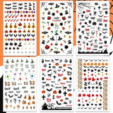 Konsait 900+pcs Halloween Nail Stickers, Self-Adhesive 3D Halloween Nail Art Stickers Mixed Styles Nail Decals for Woman Girls Kids Halloween Party Favors Decorations Nail Applique DIY Supplies