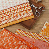 CEYOU Zyoug 12pcs 18x 10.5 inches (46 x 27 cm) 100% Cotton Fabric with 12 Different Pattern, Precut Fat Eighth Bundle Fabric for Patchwork DIY Craft Sewing (Orange Geometric Pattern).