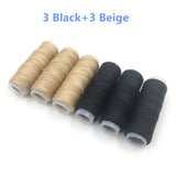 Fezep Upholstery Repair Kit, Upholstery Thread 3 Rolls Black （150 Yard) and 3 Rolls Beige (150 Yard) Includes a Heavy Duty Assorted Hand Sewing Needles kit