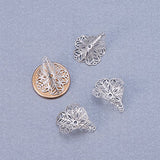 NBEADS 100Pcs Silver Color Brass Filigree 3-Petal Flower Shaped Bead Caps/Cones End Caps for