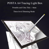 Tracing Light Box, POSTA Portable LED Light Tracing Board, Adjustable Brightness Artists Light Pad, for Artists Drawing DIY Diamond Painting Sketching Tattoo Animation Designing