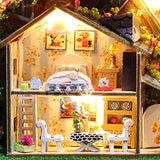 DYNWAVE 3D Wooden Dollhouse Miniature DIY Doll House Kit with Furniture in Tin Box (New Zealand Pastures)