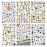Halloween Nail Art Stickers Decals,10 Sheets 3D Self-Adhesive DIY Nail Sticker Witch Skull Witch Pumpkin Maple Leaf Cat Design Nail Art Design for Halloween Party Supply Acrylic Nail Art Supplies