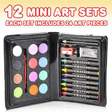 ArtCreativity Mini Art Sets for Kids - Pack of 12 - 23-Piece Kits with Watercolors, Crayons, Paint Brush and More - Fun Art Supplies, Party Favors for Girls and Boys, Goody Bag Fillers, Carnival Prize