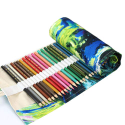 Coideal Colored Pencil Holder Case/ 72 Slots Canvas Wrap Holder Roll Up Pouch Case Bag Set for Kids and Adults, Travel Drawing Coloring Pencil Roll Organizer for Artist (72 Holes, Painting)