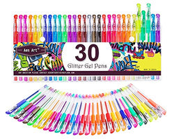 Glitter Gel Pens Color Gel Pen Set, Colored Gel Markers with 40% More Ink for Adult Coloring Books, Drawing, Bullet Journal, Taking Note and Doodling (30 Colors)