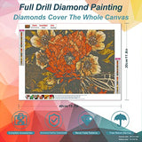 Stalente Diamond Painting Kits for Adults, Flower Round Full Drill Diamond Art Kits, 5D DIY Paint with Diamonds Crafts for Home Wall Decor 11.8×15.7in