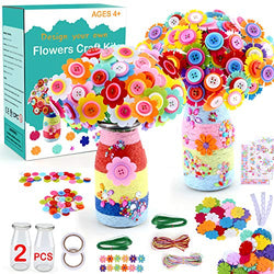 Crafts for Girls Ages 4-12 Make Your Own Flower Bouquet with Buttons and Felt Flowers, Vase Art and Craft for Children - DIY Activity Christmas Gift for Boys & Girls Age 6 7 8 9 10 11 12 Year Old