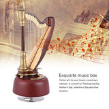 ammoon Classical Wind Up Harp Music Box with Rotating Musical Base Instrument Miniature Replica