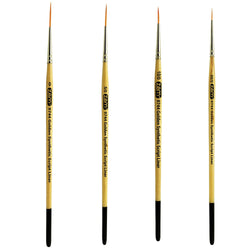 ZEM Brush Student Golden Synthetic Long Script Liners Brushes Sizes 20/0, 10/0, 5/0, 0
