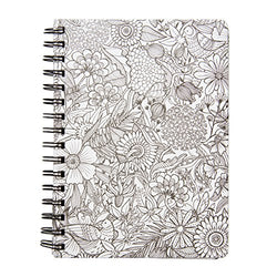 American Crafts 373591 Adult Coloring Books 6 x 8.25" Spiral Notebook Floral 80 Sheets