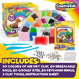 Creative Kids Air Dry Clay Modeling Crafts Kit For Children - Super Light Nontoxic - 30 Vibrant Colors & 3 Clay Tools - STEM Educational DIY Molding Set - Easy Instructions – Gift For Boys & Girls 3 +