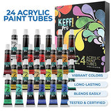 Complete Acrylic Paint Kit- 54 Piece Keff Creations Professional Artist Painting Supplies Set, Art Painting, 24 Acrylic Paint Tubes, Paintbrushes, Canvases and More-for Adults & Beginners