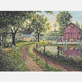 DIY Diamond Painting Full Drill Crystal Rhinestone Embroidery Cross Stitch Arts Craft Canvas Wall Decor Countryside View 15.7x11.8Inches