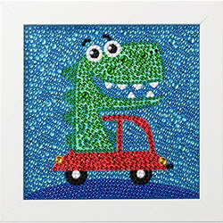 5D Diamond Painting Kit for Kids with Wooden Beginners Art Crafts Kits for Girls and Boys Environmental Diamond Painting Art and Crafts Set Home Wall Decoration Frame 6x6inches LEFOWEA (Dinosaur)