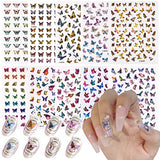 Eseres 10 Sheets Laser Butterfly Nail Stickers 3D Self-Adhesive Butterflies Nail Decals Colorful Laser Stickers for Nails Art Design