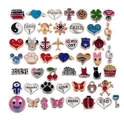 RUBYCA Wholesale 200pcs Floating Charms Lot for DIY Glass Living Memory Locket Silver Gold Color